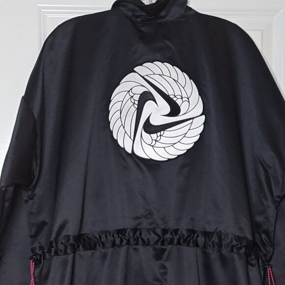 Nike Long Icon Clash Jacket Adult Med Black CU5974-010 Swoosh Logo Graphic Satin - Picture 5 of 16